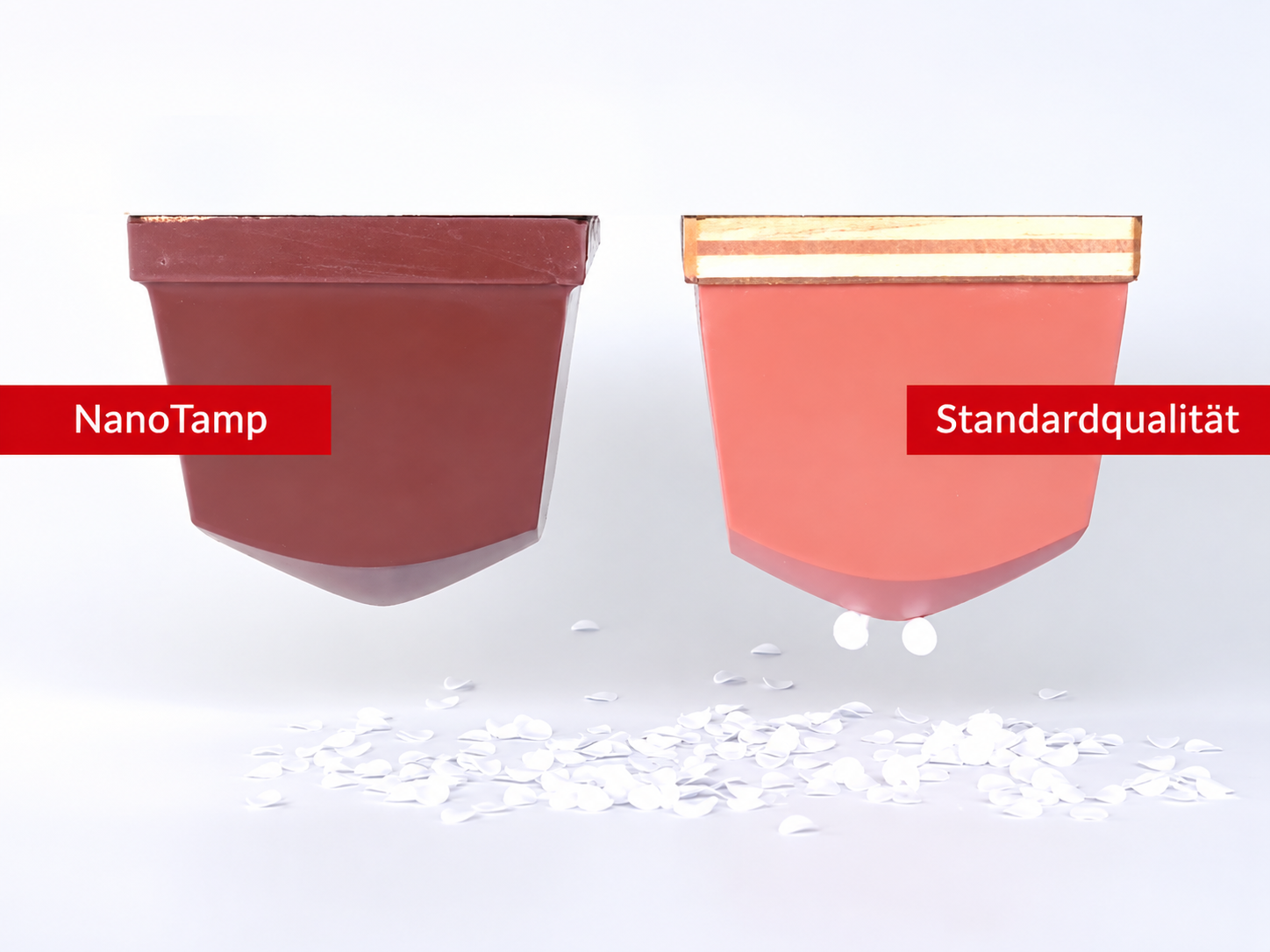 NanoTamp im Vergleich zur Standardqualität bei antistatischen Drucktampons